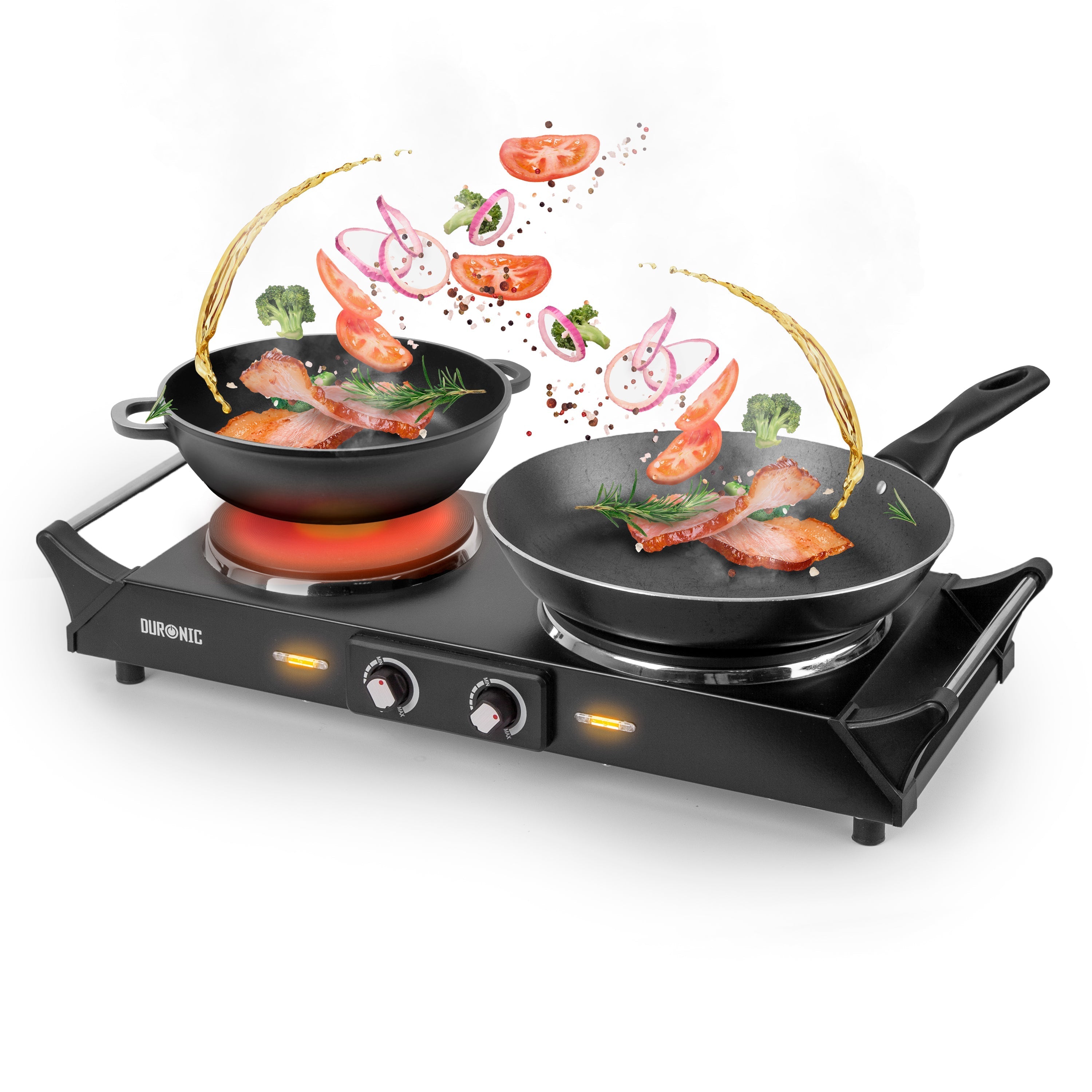 Duronic HP2 BK fornello elettrico portatile con manici cucina verdure carne