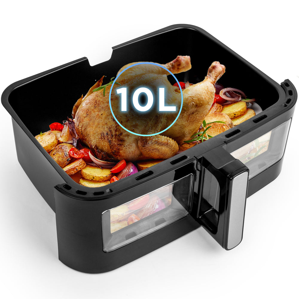 Duronic AFD1 Cassetto grand per friggitrice ad aria Duronic AF24 | Vassoio di cottura 10L | Contenitore per friggitrice ad aria a doppia zona | Canina sana per tutta la famiglia | Opzione Sync Cook
