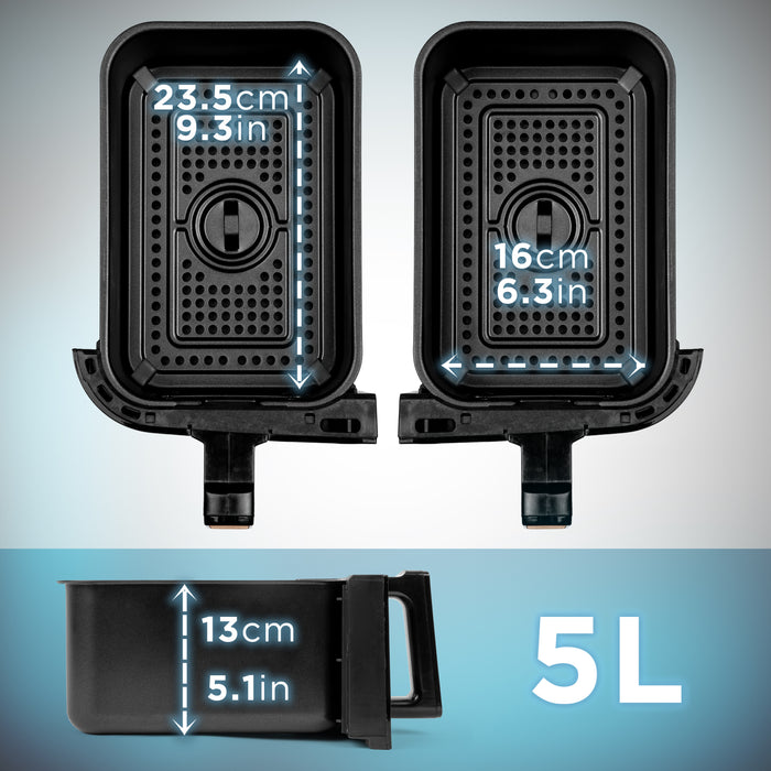 Duronic AFD2 BG Set 2 Cestelli di Cottura da 5 Litri per Friggitrice ad Aria, Compatibili Solo con i Modelli Duronic AF14, AF24, AF34, Accessorio per Airfryer a Doppio Cassetto, Nero e Oro