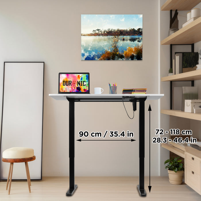 Duronic CD120 BW Scrivania Elettrica Regolabile in Altezza 72-118 cm, Piano 120x60 cm, Portata 70 kg, Postazione Ergonomica Seduto-In Piedi per Ufficio e Telelavoro con Porte USB e USB-C, Bianco