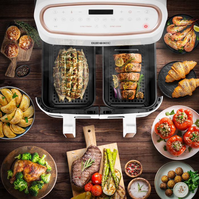 Duronic AFD2 WE Set 2 Cestelli di Cottura da 5 Litri per Friggitrice ad Aria, Compatibili Solo con i Modelli Duronic AF14, AF24, AF34, Accessorio per Airfryer a Doppio Cassetto