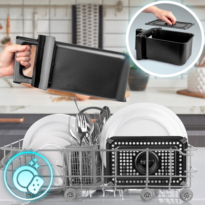 Duronic AFD2 BG Set 2 Cestelli di Cottura da 5 Litri per Friggitrice ad Aria, Compatibili Solo con i Modelli Duronic AF14, AF24, AF34, Accessorio per Airfryer a Doppio Cassetto, Nero e Oro