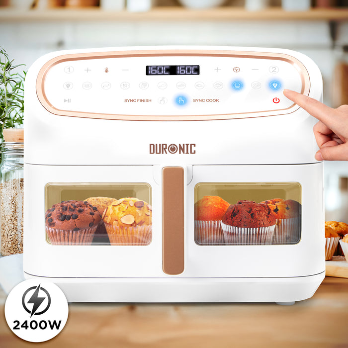 Duronic AF14 WG Friggitrice ad Aria extra grande Air Fryer 2400W Cestello da 10L Friggitrice senza olio 10in1 Friggitrice ad aria calda con finestra di controllo Friggitrice