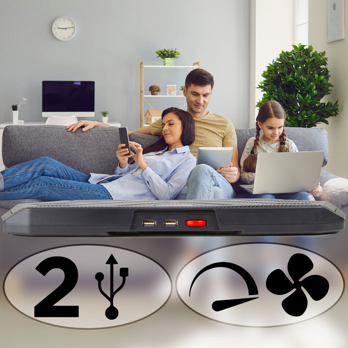 Duronic LC4 Laptop Cooling Pad Supporto di raffreddamento per laptop da 11"-17.3" con velocità della ventola regolabile a 1400 RPM, 2 livelli di altezza, luci LED e RGB, per lavoro, studio e gioco