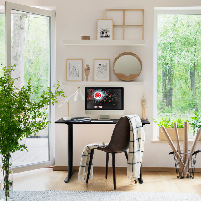 Duronic CD120 BK Scrivania Elettrica Regolabile in Altezza 72-118 cm, Completa di Piano 120x60cm, Portata 70kg, Ufficio Ergonomico per Casa, Postazione Lavoro con Porte USB e USB-C, Nero
