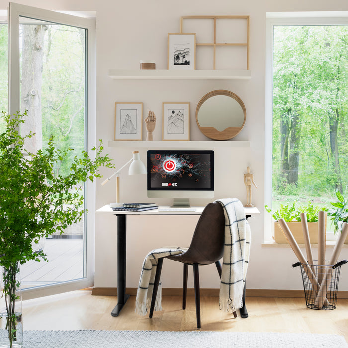 Duronic CD120 BW Scrivania Elettrica Regolabile in Altezza 72-118 cm, Piano 120x60 cm, Portata 70 kg, Postazione Ergonomica Seduto-In Piedi per Ufficio e Telelavoro con Porte USB e USB-C, Bianco