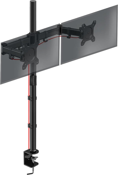 Duronic DMT252VX1 BK Supporto Monitor doppio per 2 schermi da 13-32 pollici, Braccio monitor PC ergonomico fino 8kg, VESA 75/100, regolabile altezza inclinazione girevole, per ufficio casa, nero