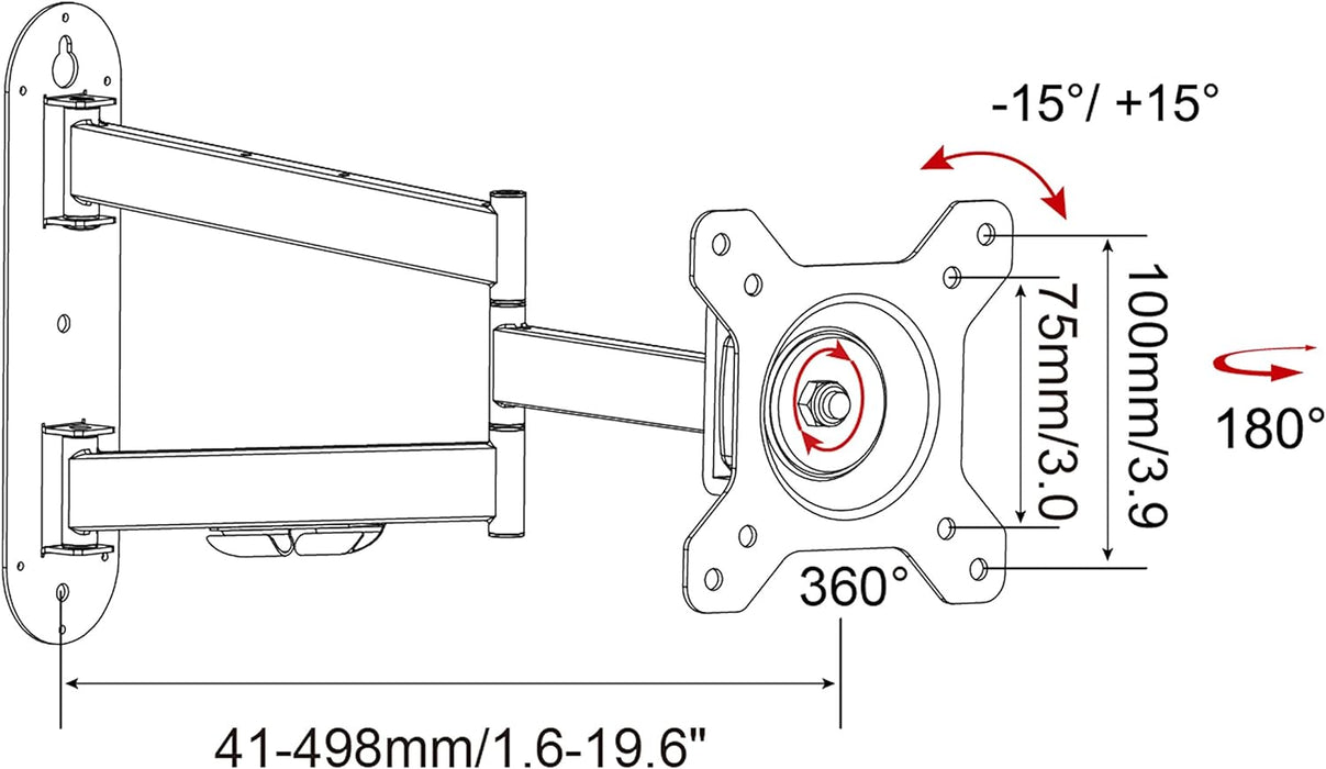 Duronic TVB1130 Supporto TV da parete regolabile e articolato per schermi LED LCD curvi monitor 13  50 portata 25kg  ultra sottile compatibile con vesa 400 x 400 mm
