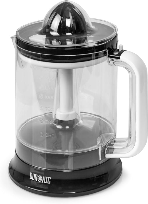 Duronic JE416 Spremiagrumi elettrico 40W, Estrattore 1,6 L, Spremiagrumi automatico con filtro regolabile, Spremitore per agrumi con 2 coni, per succo di arancia limone lime pompelmo