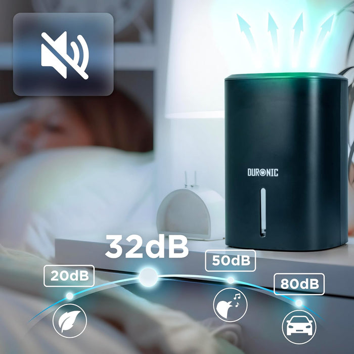 Duronic DH06 BK Deumidificatore 23W | 240ml al giorno|Capacità serbatoio 0.8L | Ideale per piccoli spazi | Previene muffa, cattivi odori e condensa| Mantiene gli oggetti asciutti