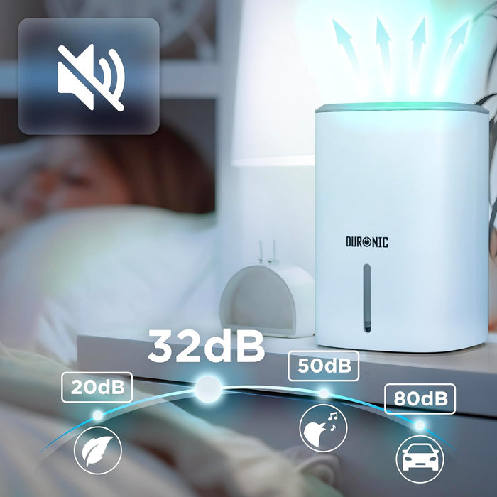 Duronic DH06 WE Deumidificatore 23W | 240ml al giorno|Capacità serbatoio 0.8L | Ideale per piccoli spazi | Previene muffa, cattivi odori e condensa! Mantiene gli oggetti asciutti