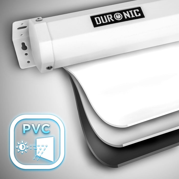 Duronic MPS100 WE 16/9 Schermo di proiezione 100 formato 16:9 / 125 x 221 cm telo da proiezione a sviluppo manuale - Fissaggio a muro o a soffitto - Full HD 3D 4K - Home cinema home theater ufficio