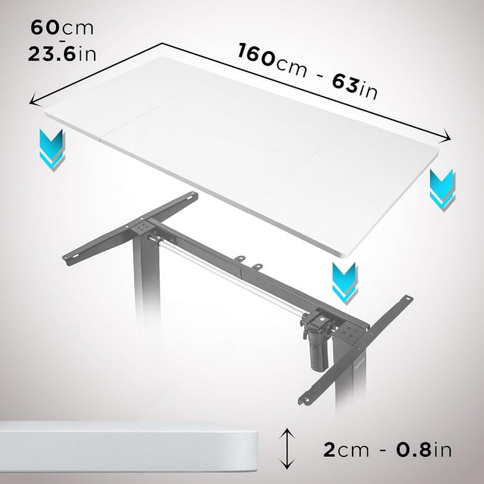 Duronic TT160 WE Piano scrivania Ripiano scrivania 160x60x1,9cm- Compatibile con telai da scrivania Duronic | Piano di lavoro per ufficio ergonomico | Bianco