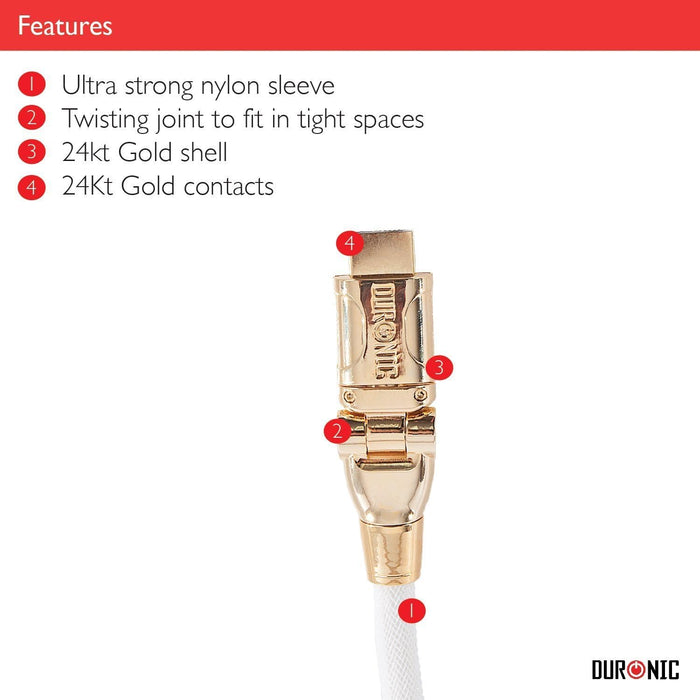 Duronic HDC01 1m Cavo HDMI schermato ad alta velocità | Trasmissione di segnale full HD 1080p 4K 2160p compatibilità ethernet | Cavo collegamento HDMI 1.4 con testina snodabile | Compatibile con TV