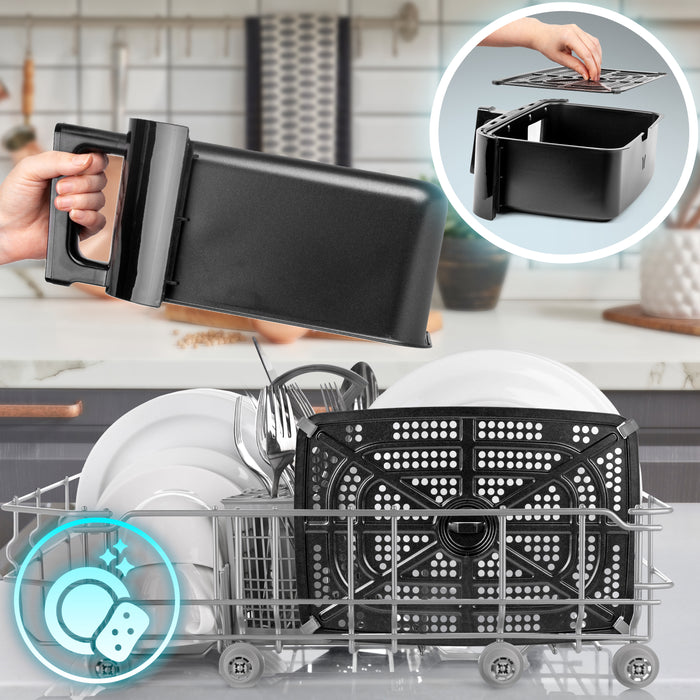 Duronic AF14 BK Friggitrice ad Aria extra grande Air Fryer 2400W Cestello da 10L Friggitrice senza olio 10in1 Friggitrice ad aria calda con finestra di controllo Friggitrice