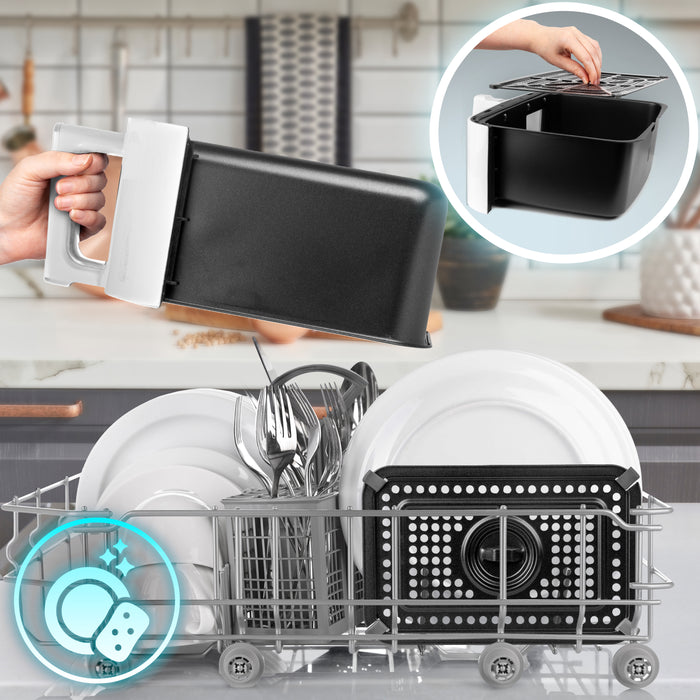 Duronic AF34 WG Friggitrice ad Aria extra grande, Air Fryer 2400W, 2 cestelli da 5L e 1 Cestello da 10L, Friggitrice senza olio 10in1, Friggitrice ad aria calda con finestra di controllo, Friggitrice