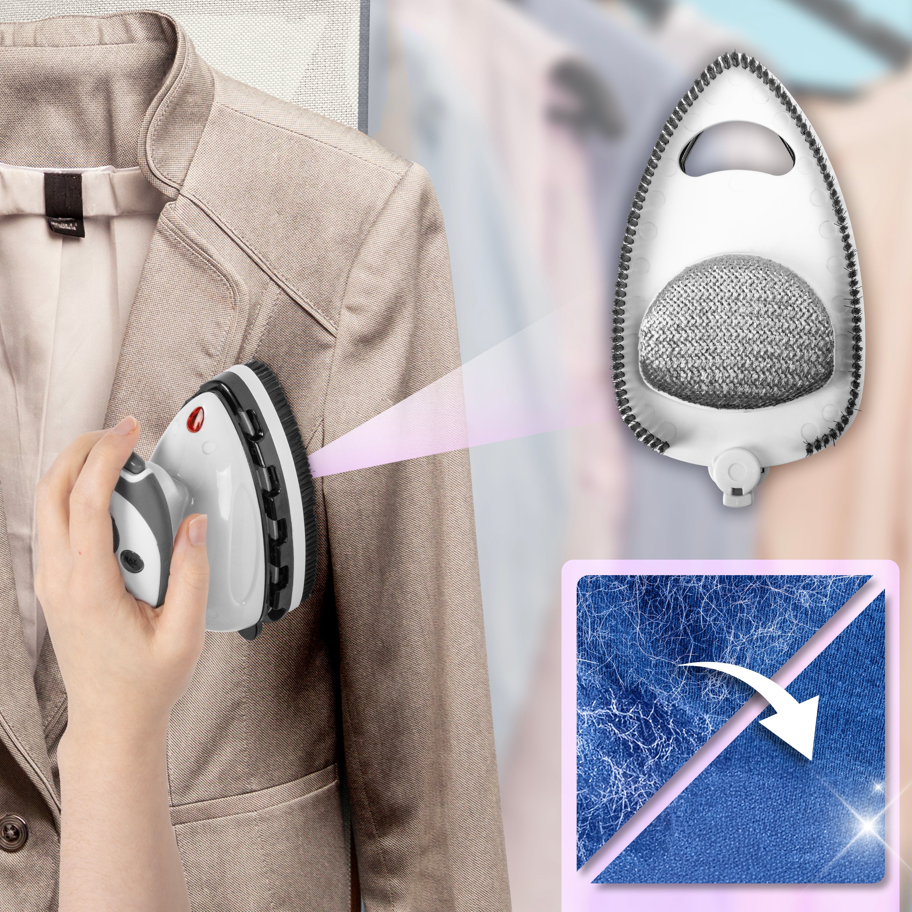 Duronic SI2 WE Mini Ferro da Stiro, Ferro da viaggio a vapore 375 W, Serbatoio 50ml, Steamer portatile con spazzola e borsello da viaggio, Ferro a vapore per lavori di cucito, quilting, Bianco