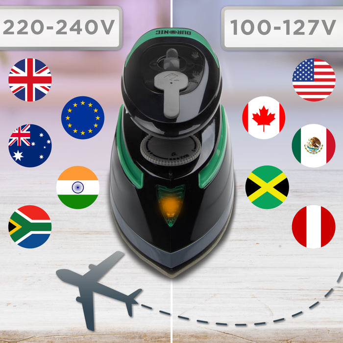 Duronic SI4 BG Ferro da Stiro a Vapore da Viaggio 420W Mini Ferro da Stiro Portatile con Serbatoio d’Acqua da 30 ml Perfetto per Stirare in Viaggio