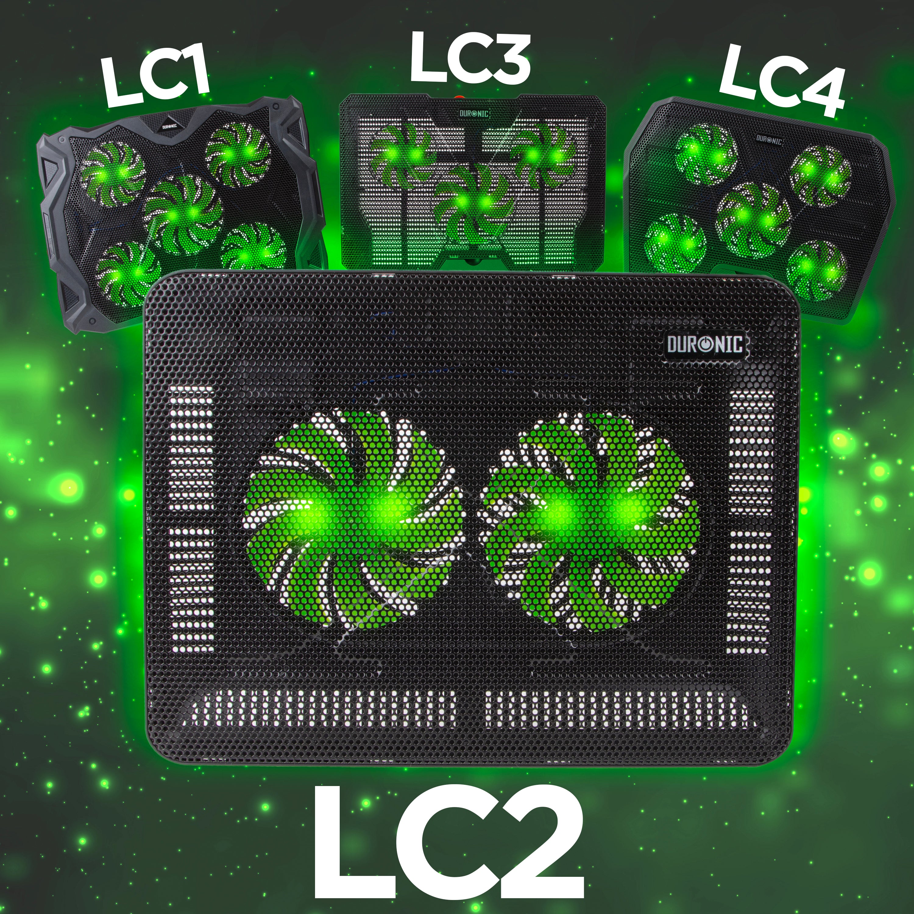 Duronic LC2 Ventilatore PC portatile: Base di raffreddamento per laptop | Supporto Sistema di Raffreddamento per Notebook con Doppia Ventola, Altezza Regolabile, Luci LED - Ideale per Laptop 11