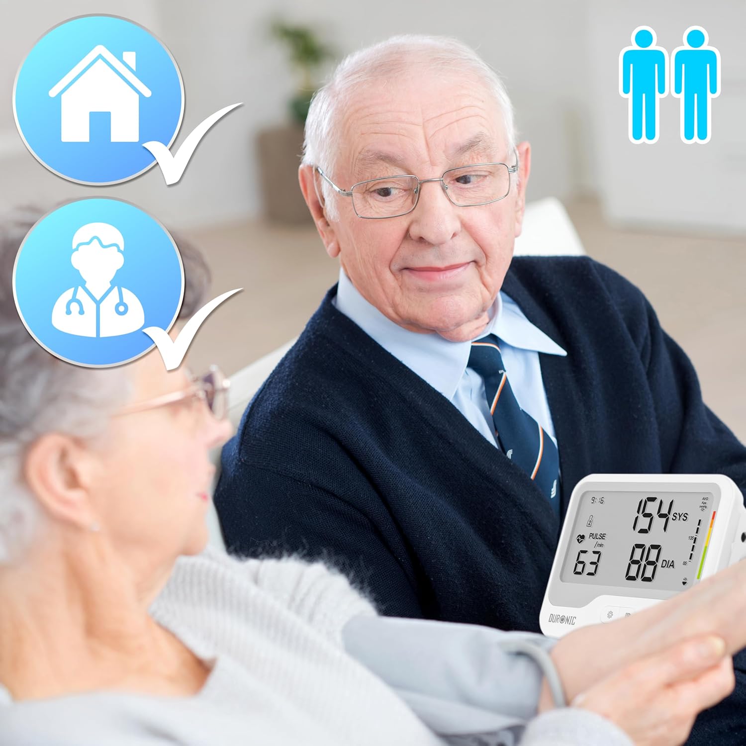 Duronic BPM125 Misuratore di Pressione da Braccio Digitale, Sfigmomanometro Automatico con Bracciale Regolabile, Memoria, Display Luminoso,Rilevazione Aritmie, 4 Batterie AA Incluse