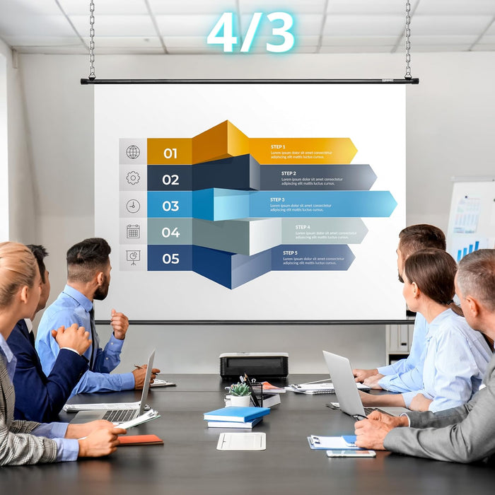 Duronic BPS100 16:9 Telo Proiettore 100 pollici, Schermo per proiettore, Telo da proiezione interno esterno, Home theater cinema Full HD 3D 4K, Schermo di proiezione anti pieghe per ufficio scuola