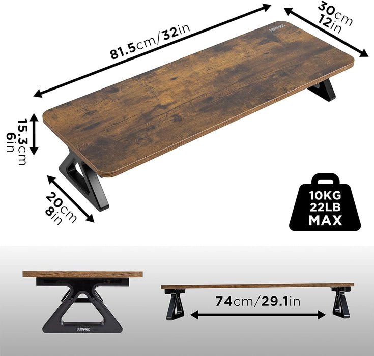 Duronic DM06-2 AO Supporto monitor scrivania dimensioni 81 x 30 cm quercia antica - Supporto da tavolo altezza 15 cm per monitor e Laptop - Capacità 10kg - Mensola ergonomica per scrivania