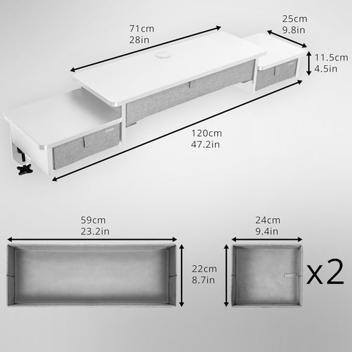 Duronic DD4 WE 120 cm Desk Top Bianco con 3 cassetti |Compatibile con tutti i Desk Top da 120 cm | Accessorio per scrivania | Professionale estetico e organizzato | Superficie per sollevare lo schermo