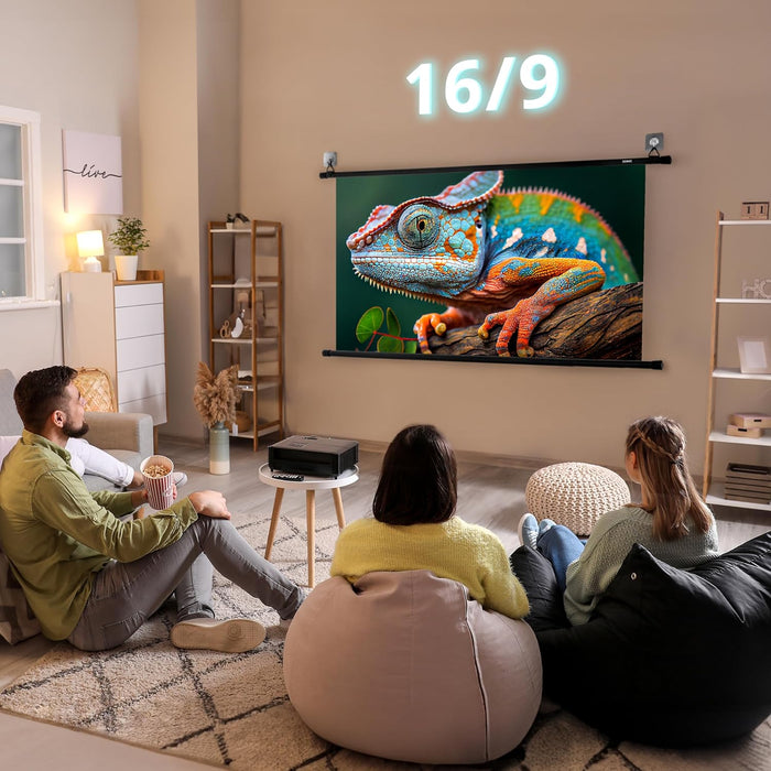 Duronic BPS80 16:9 Telo Proiettore 80 pollici, Schermo per proiettore, Telo da proiezione interno esterno, Home theater cinema Full HD 3D 4K, Schermo di proiezione anti pieghe per casa ufficio scuola