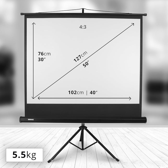 Duronic TPS50 /43 Schermo di proiezione 50 formato 4:3 / 102 X 76 cm - telo proiettore con piedistallo treppiede per videoproiettore Full HD 3D 4K - Home cinema home theater ufficio