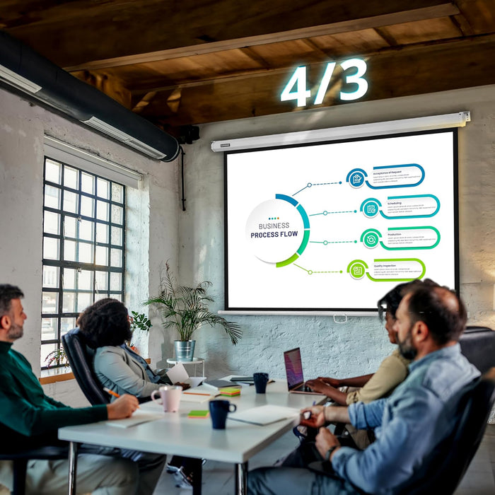 Duronic MPS100 WE 16/9 Schermo di proiezione 100 formato 16:9 / 125 x 221 cm telo da proiezione a sviluppo manuale - Fissaggio a muro o a soffitto - Full HD 3D 4K - Home cinema home theater ufficio