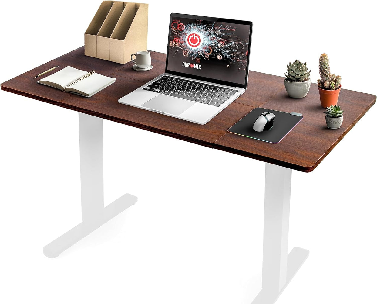 Duronic TT160 WT Piano scrivania Ripiano scrivania 160x60x1,9cm- Compatibile con telai da scrivania Duronic | Piano di lavoro per ufficio ergonomico | Noce