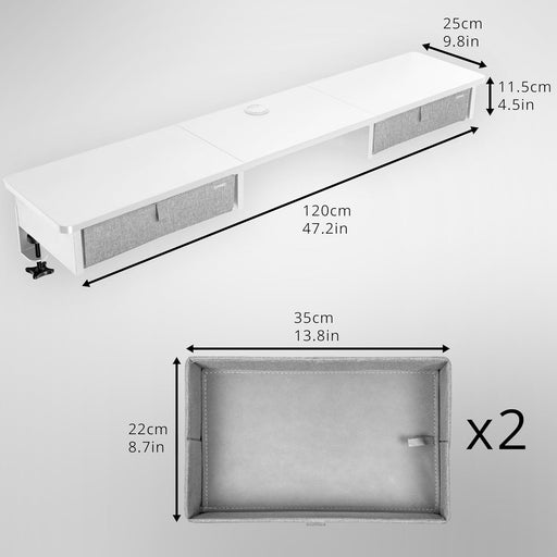 Duronic DD3 WE 120 cm Desk Top Bianco con 2 cassetti |Compatibile con tutti i Desk Top da 120 cm | Accessorio per scrivania | Professionale estetico e organizzato | Superficie per sollevare lo schermo