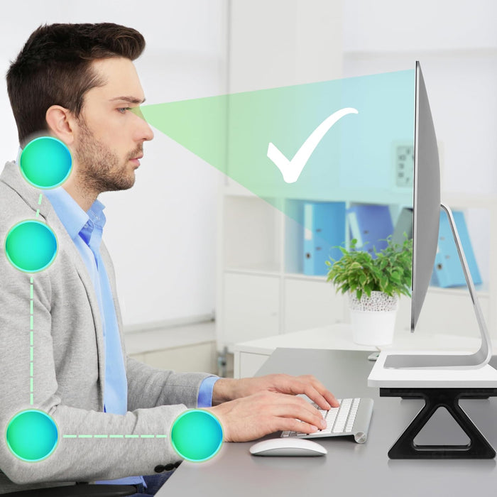 Duronic DM06-2 WE Supporto per Monitor e Laptop, 81x30 cm, Rialzo Ergonomico da Scrivania per 1 o 2 PC, Altezza 15 cm, Portata 10 kg, Bianco, Mensola Salvaspazio per Casa e Ufficio