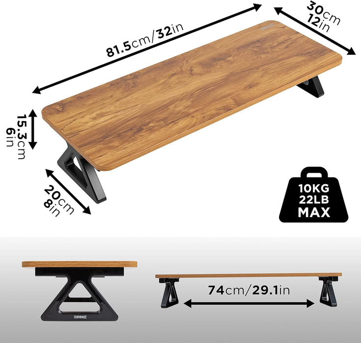 Duronic DM06-2 AW Supporto monitor scrivania dimensioni 81 x 30 cm legno antico - Supporto da tavolo altezza 15 cm per monitor e Laptop - Capacità 10kg - Mensola ergonomica per scrivania