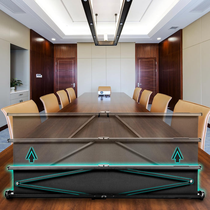 Duronic DPS50 /169 Schermo di proiezione 50 formato 16:9/111 x 62 cm Telo proiettore da tavolo per interni/esterni Full HD 3D 4K - Home cinema home theater ufficio| Montabile a parete o a soffitto