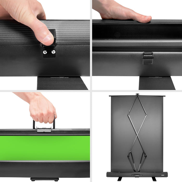 Duronic FPS15 GN schermo verde da pavimento |Altezza 150 cm e larghezza 130 cm esclusa la cornice| Custodia incorporata |costruzione di alta qualità| superficie liscia| apertura e chiusura rapida