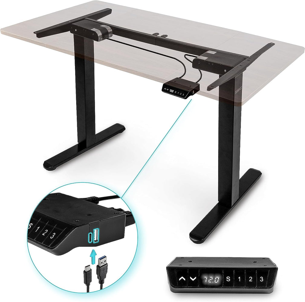 Duronic TM61 BK Telaio scrivania elettrico | Scrivania regolabile in altezza 72-120cm | Memoria per impostare altezza ideale | Capacità peso max 80kg | Motore doppio potente | Nero