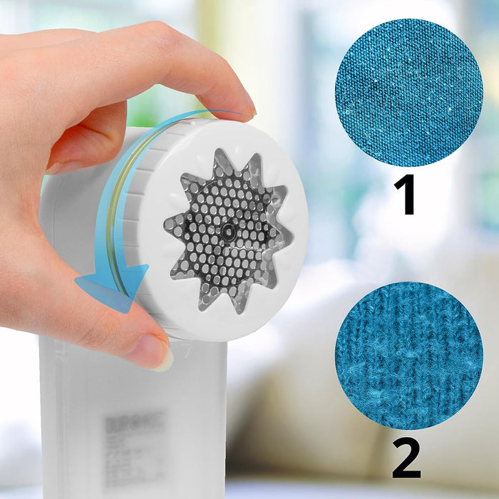 Duronic FS22 WE Levapelucchi Elettrico Portatile | 2 velocità | Custodia e pennello incluso | Adatto per tutti i tipi di tessuti | Batterie incluse | Protezione Capi | Rimuovi lanugine