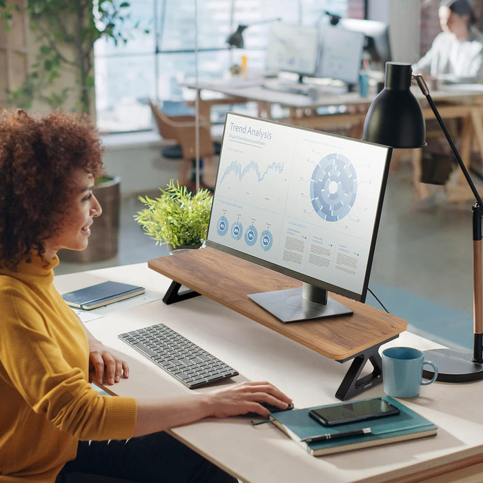 Duronic DM06-2 AW Supporto monitor scrivania dimensioni 81 x 30 cm legno antico - Supporto da tavolo altezza 15 cm per monitor e Laptop - Capacità 10kg - Mensola ergonomica per scrivania