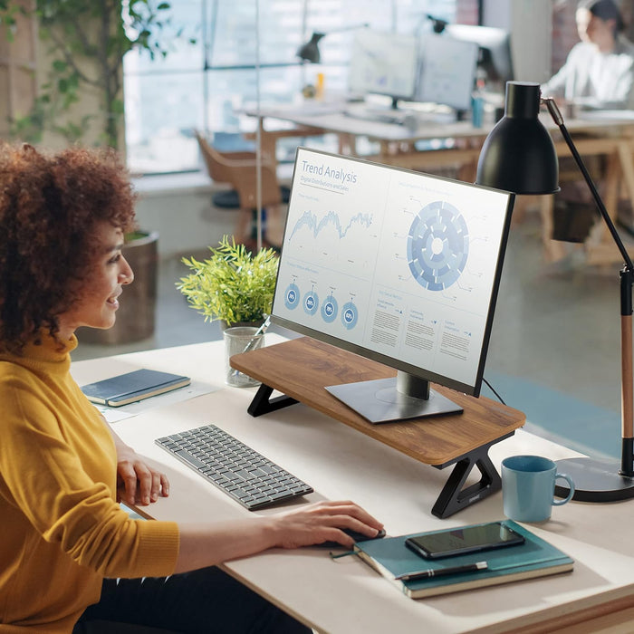 Duronic DM06-1 AW Supporto monitor scrivania dimensioni 62 x 30 cm legno antico - Supporto da tavolo altezza 15 cm per monitor e Laptop - Capacità 10kg - Mensola ergonomica