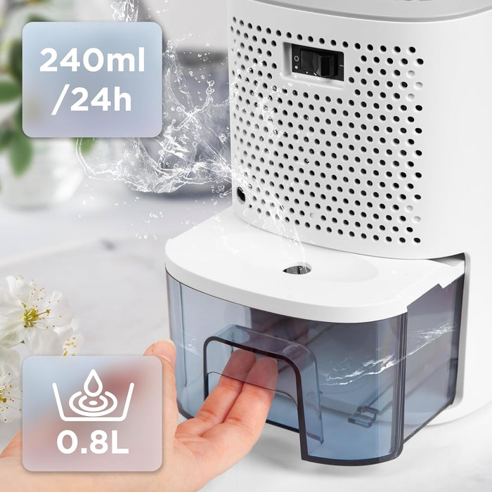 Duronic DH06 WE Deumidificatore 23W | 240ml al giorno|Capacità serbatoio 0.8L | Ideale per piccoli spazi | Previene muffa, cattivi odori e condensa! Mantiene gli oggetti asciutti