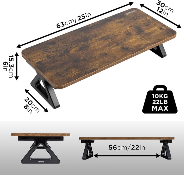 Duronic DM06-1 AO Supporto monitor scrivania dimensioni 62 x 30 cm quercia antica - Supporto da tavolo altezza 15 cm per monitor e Laptop - Capacità 10kg - Mensola ergonomica