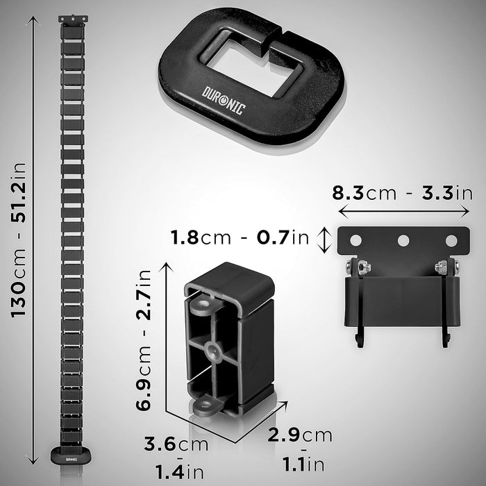 Duronic CM1DM BK Canalina per la gestione dei cavi, Regolabile in altezza, 4 canali per tavoli da ufficio, lunghezza 130 cm, Ideale per postazioni di lavoro, Nero