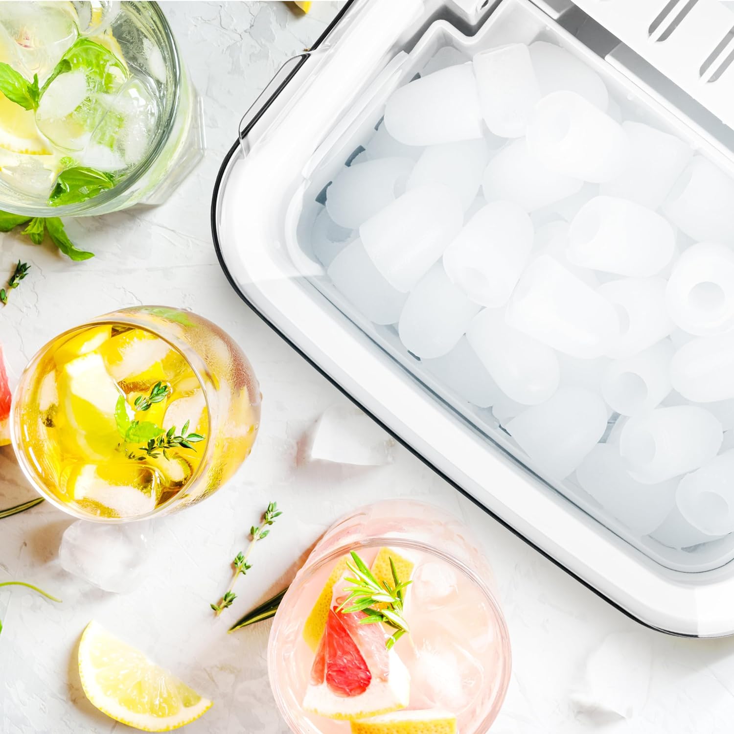 Duronic ICM12 BK Macchina per cubetti di ghiaccio 120W | 12 kg in 24h | Ghiaccio pronto in 7 min | Funzione autopulente | Serbatoio da 1 L Paletta inclusa | Maniglia per trasporto