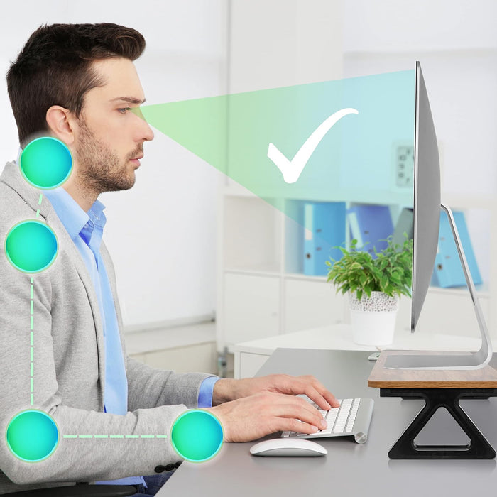 Duronic DM06-1 AW Supporto monitor scrivania dimensioni 62 x 30 cm legno antico - Supporto da tavolo altezza 15 cm per monitor e Laptop - Capacità 10kg - Mensola ergonomica