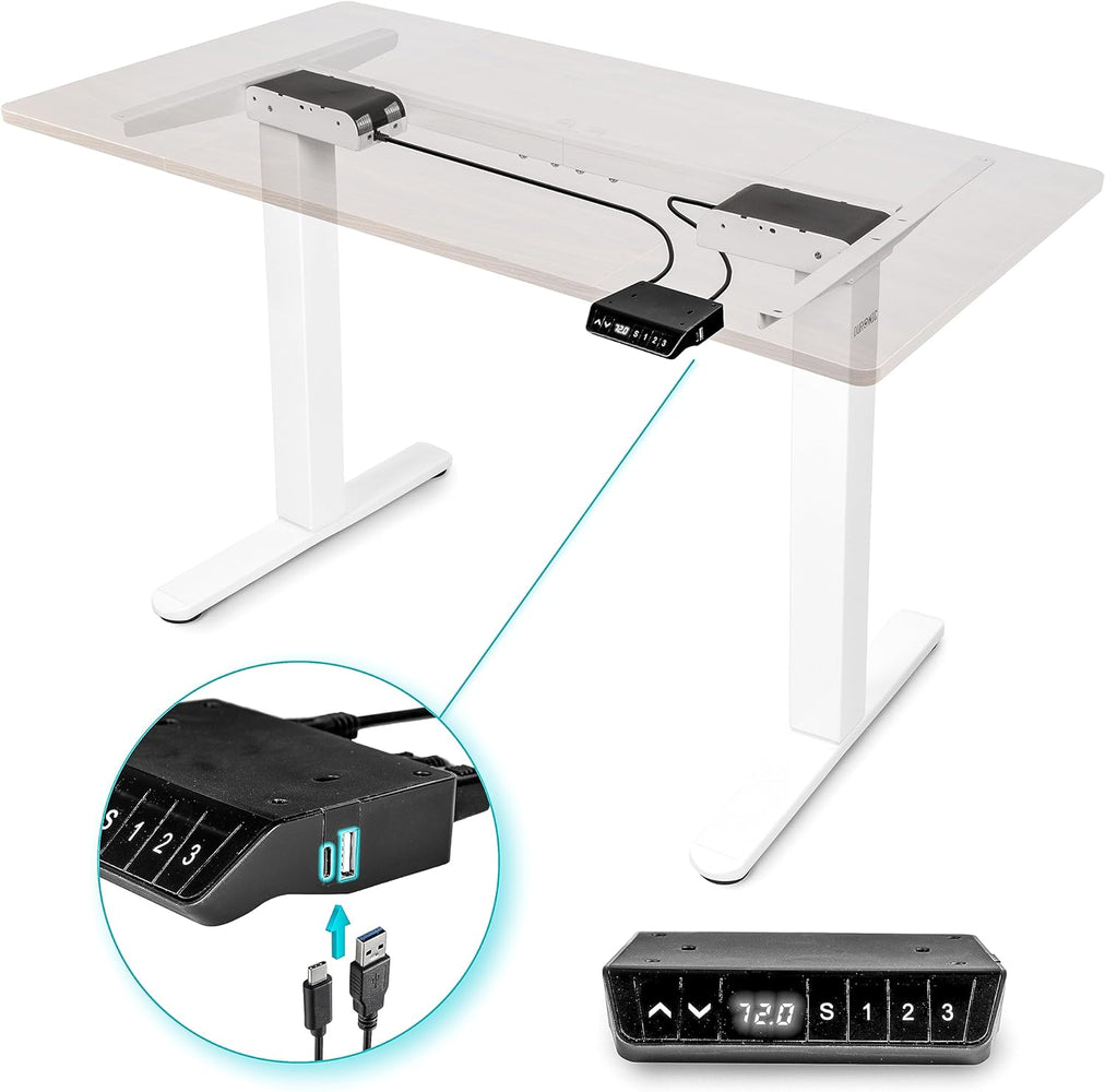 Duronic TM61 WE Telaio scrivania elettrico | Scrivania regolabile in altezza 72-120cm | Memoria per impostare altezza ideale | Capacità peso max 80kg | Motore singolo potente | Bianco