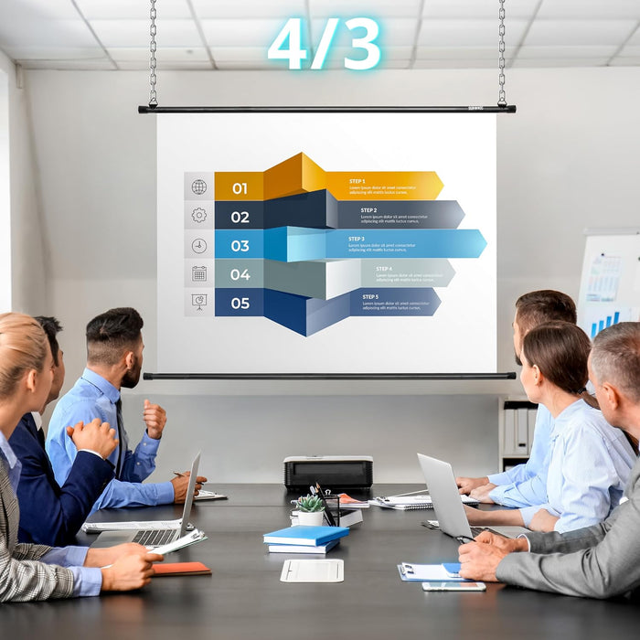 Duronic BPS80 16:9 Telo Proiettore 80 pollici, Schermo per proiettore, Telo da proiezione interno esterno, Home theater cinema Full HD 3D 4K, Schermo di proiezione anti pieghe per casa ufficio scuola