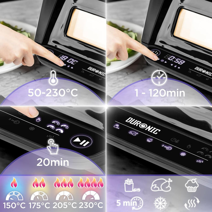 Duronic FG19 Airfryer Grill Friggitrice elettrica ad aria calda da 3 L Grill Forno da 1900 W Friggitrice senza olio 3 Accessori Cottura Arrosto Griglia per pizza Grigliare patatine fritte BBQ interno