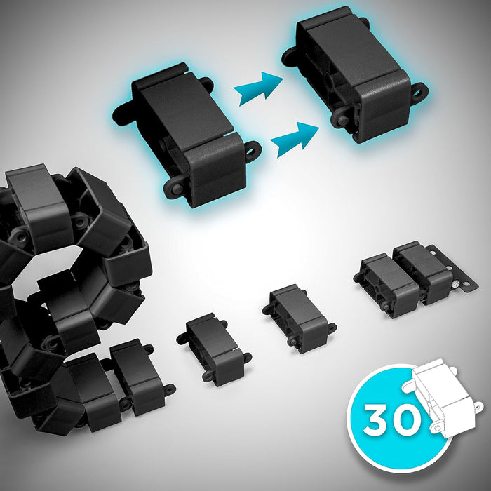 Duronic CM1DM BK Canalina per la gestione dei cavi, Regolabile in altezza, 4 canali per tavoli da ufficio, lunghezza 130 cm, Ideale per postazioni di lavoro, Nero