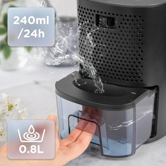 Duronic DH06 BK Deumidificatore 23W | 240ml al giorno|Capacità serbatoio 0.8L | Ideale per piccoli spazi | Previene muffa, cattivi odori e condensa| Mantiene gli oggetti asciutti